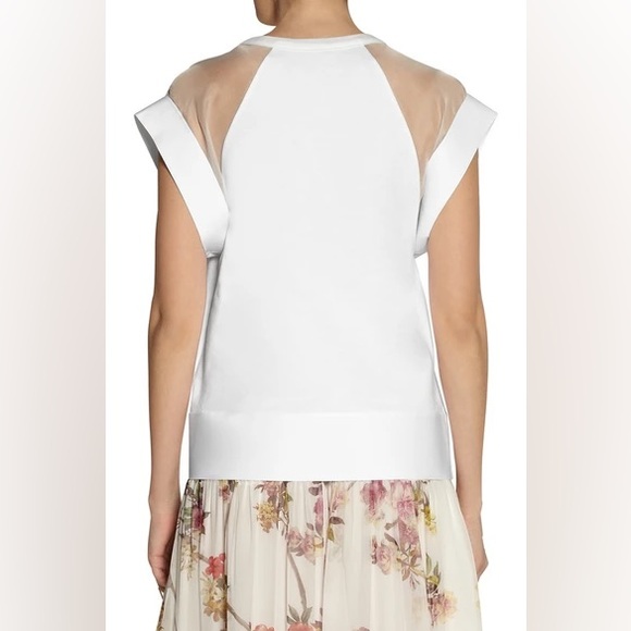 GIAMBATTISTA VALLI Silk Organza Raglan Tee in White - Picture 3 of 11